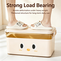 Bac de rangement en plastique épaissi avec couvercle et poignée, boîte de rangement pour jouets d'enfants, organisateur transparent pour articles ménagers divers