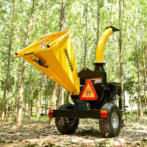 OEM Trailer Mounted Self Feeding 15HP Wood Branch Cutting Chipper Shredder Machine With Ducar B&S Gasoline Engine