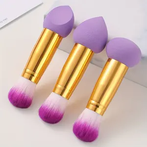 Set di pennelli per trucco 3 pezzi strumenti kit di pennelli per trucco multicolore pennello per trucco portatile a testa libera con strumenti di bellezza in spugna cosmetica