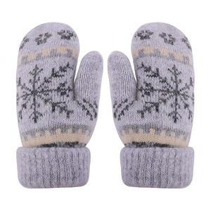 <span class=keywords><strong>Mitaines</strong></span> en acrylique jacquard personnalisées, chaudes pour l'hiver, doublure épaisse, douces, double couche, motif flocon de neige, extensibles, tricotées, pour temps froid - Product Image 1