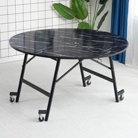 Tréteau d'extérieur 5 pieds placage de traiteur Table pliante ronde mobile avec roues