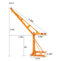 Grue de levage de toiture de chantier 400 kg 500 kg, grue miniature portable à câble métallique, électrique, nouveau produit fourni, jaune 100