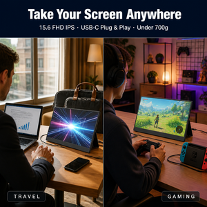 Moniteur portable Cocopar 15,6 pouces 1080P FHD 60Hz 85% SRGB avec haut-parleur intégré <span class=keywords><strong>pour</strong></span> ordinateur portable USB-C, deuxième écran <span class=keywords><strong>pour</strong></span> MacBook, Surface, <span class=keywords><strong>PC</strong></span> - Product Image 3
