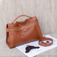 Prêt à expédier – Sacs à main en cuir de vachette grainé 2026 avec double fermeture éclair et poignée supérieure pour femme, sac à bandoulière souple, 6 couleurs en stock