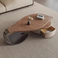 Table basse en bois massif de luxe moderne avec rangement, style contemporain haut de gamme pour le salon