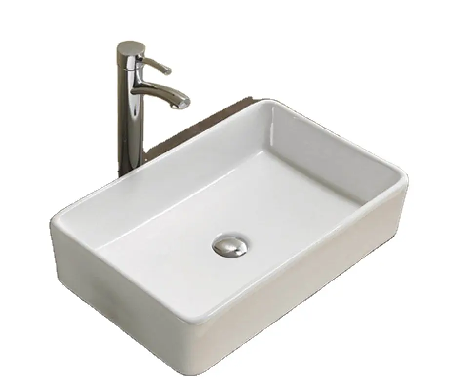 Lavandino in ceramica sopra il lavabo da appoggio uso quadrato per lavabo da bagno sottotop