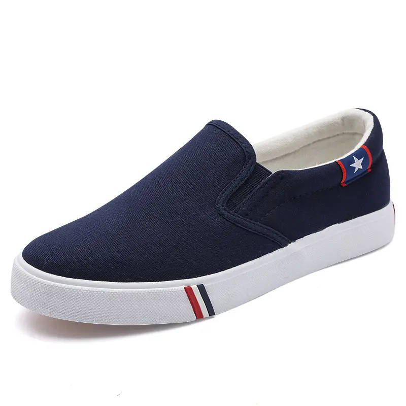 Wholesale Mens high quality slip on canvas shoes With White Black Navy denim Color for men