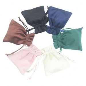 Custom Personalized White Velvet Dust Packaging Pouch Small Eco Friendly Drawstring Jewelry Bag With Logo - Product Image 1