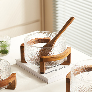 Eco-Friendly Large Glass Salad Bowl with Elegant Acacia Wood Base Durable and Elegant for Family Gatherings and Parties - Product Image 2