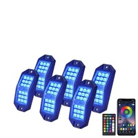 Luces LED ultrabrillantes de roca de 6 colores gran angular para RGB sólido ABS cuerpo ligero RF mandos a distancia APP Auto Exterior