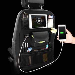 Organizador de asiento de coche plegable de cuero pu con mesa, bolsas de almacenamiento de moda con USB, nuevo diseño - Product Image 6