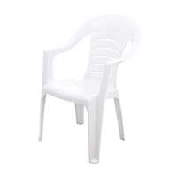 Nouvelle Chaise de Jardin Empilable en Polypropylène Blanc avec Accoudoirs, Antidérapante en Caoutchouc, Idéale pour Parcs, Cours et Hôpitaux
