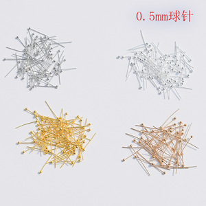 Copper <b>Ball</b> Needles 0.5mm Plated Jewelry Pins For <b>Bracelet</b> Making Round Shape Beading Materials - Product Image 5