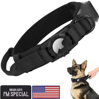 Benutzer definierte Polyester Nylon Klett verschluss Metall D Ring Schnalle Anti Escape Air Tag Taktisches Hunde halsband Langlebiger Steuer griff USA Flagge