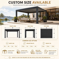 Pérgola con Techo de Láminas Resistentes a la Nieve 3x3, con Estructura de Aluminio, Protección Contra la Lluvia, Pantalla Contra el Viento y Toldo Ajustable