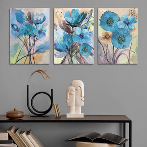 Wand kunst Bild druck Aquarell Blaue Blumen Metall Poster Nordische abstrakte Pflanze Metall malerei Modernes Wohnzimmer Home Decor - Product Image 2