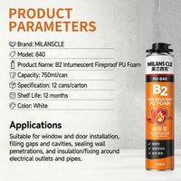 Mousse expansive polyuréthane ignifuge intumescente de qualité B2, adhésif à forte adhérence pour la construction de portes et fenêtres, isolation thermique