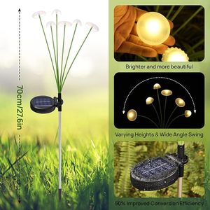 Lampes solaires de jardin en forme de champignon, étanches IP65, guirlandes lumineuses d'extérieur, lampes solaires en forme de méduse pour cour, patio, allée - Product Image 3