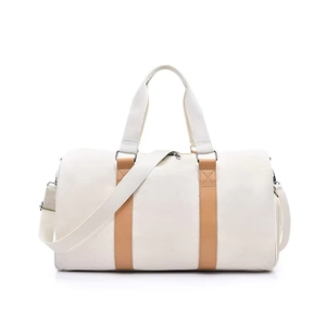 Large Capacity Canvas Weekender Carry-On Duffle <b>Bag</b> with Zipper Closure and Bottom Shoe Compartment for Unisex Travel - Product Image 2