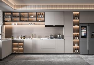 Ihome personnalisé style minimaliste moderne belles idées d'armoires <span class=keywords><strong>de</strong></span> cuisine modulaires en bois avec îlot - Product Image 2