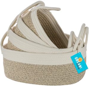 Professional manufacture promotion price cotton rope basket with lid wholesale cotton rope basket