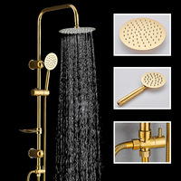 Système de douche doré combiné de robinet de pulvérisation à main de pluie rond haute pression mural