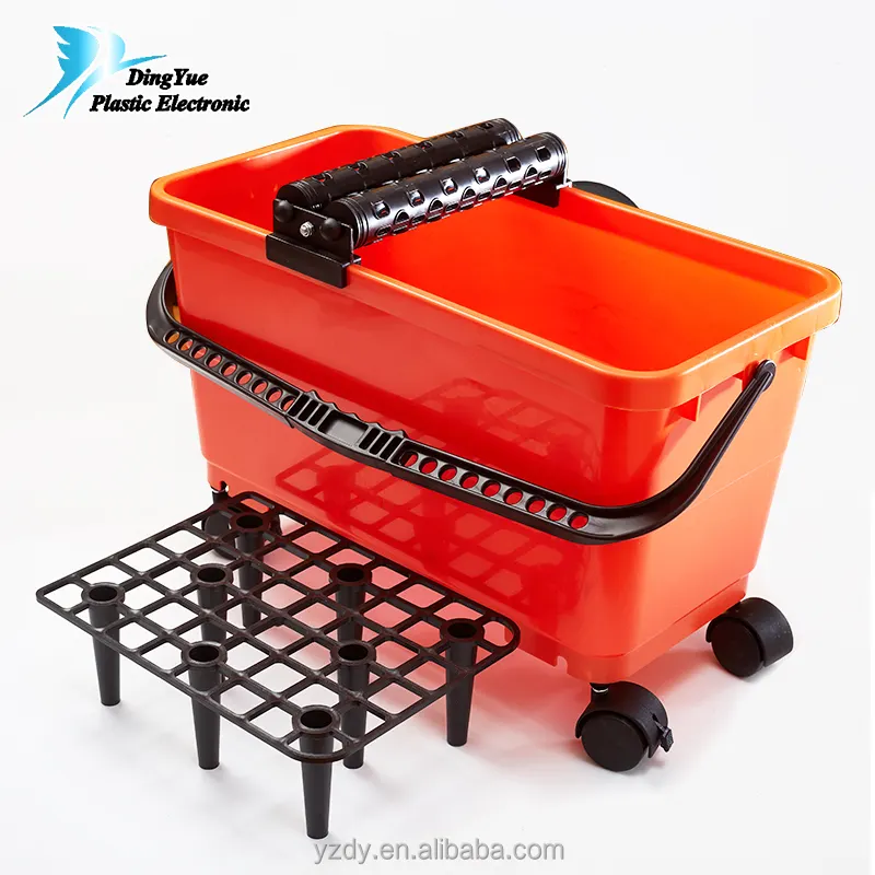 Éponge à coulis et seau pas cher carré en plastique TilerMate Tools Pro-Wash nettoyage de carreaux washboy coulis seau ensemble avec poignée roue