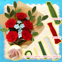 Kit de bricolage pour bouquet de roses rouges, arrangement floral fait main avec des brossettes pour anniversaire, fête des mères, décoration de bureau, cadeau