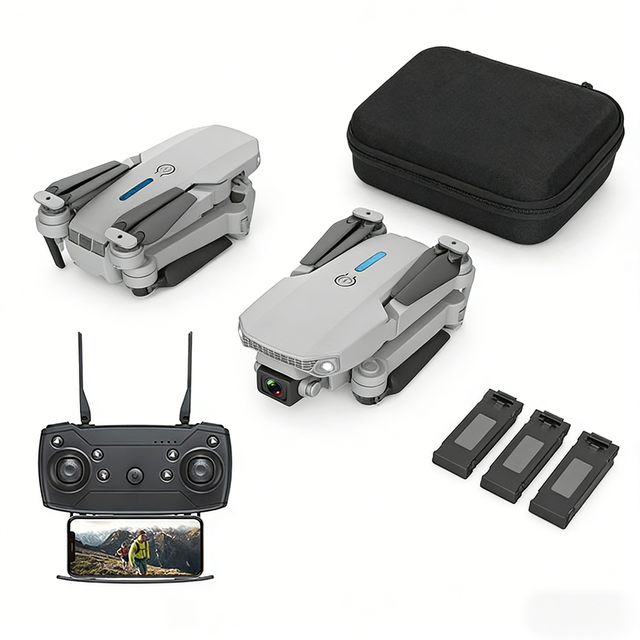 TOAI E88 Foldable RC Drone Beginner Quadcopter with Dual HD Camera 20min Flight Time Brushless Motor FPV Technology
