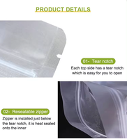 Sachet Doypack refermable transparent avec fermeture éclair pour snacks, noix et aliments, emballage alimentaire en plastique, pochette à fermeture éclair autoportante