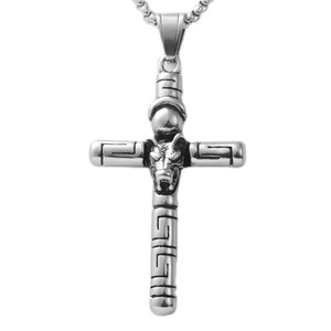 Men's Stainless Steel <b>Cross</b> Pendant Necklace Geometric Design Punk Retro Style 12084 - Product Image 5
