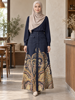 Ensemble robe et jupe à motifs élégants AW0293, vêtements musulmans islamiques haut de gamme, hijabs, style décontracté, pour tous les jours