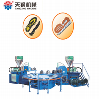 Machine de moulage par injection automatique de semelles de chaussures TPR/PVC bicolores Tiangang TG-8216A, 250-300 pièces/heure, 25 kW, vis de 75/65 mm