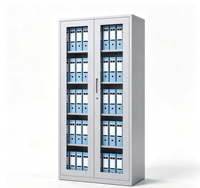 Armoire de classement en métal et verre pour bureau, 5 étagères, verrouillable, en acier, pour l'archivage des documents d'entreprise