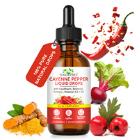 Compléments alimentaires en gouttes liquides orales à base d'extrait d'herbes biologiques de piment de Cayenne, marque privée, pour la santé digestive et le soutien de la circulation