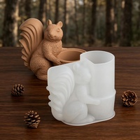 Moule en silicone DIY pour support de fleurs, pot à bougie, boîte de rangement, motif écureuil animal de la forêt 'Early Riser' - Outil de création artisanale pour gypse