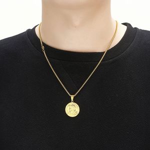 Couronne d'épines Bible verset collier en or pour hommes bijoux chrétiens en acier inoxydable prière jésus pièce médaille pendentif collier - Product Image 3