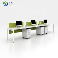 Table de bureau en gros 3 personne blanc poste de travail d'ordinateur long bureau de bureau
