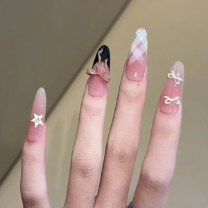 <span class=keywords><strong>Uñas</strong></span> Postizas Francesas Rosadas 3D Hechas a Mano, Forma Almendrada, Medianas, Reutilizables, Acrílicas, Adhesivas, para Uso Diario, Fiestas, Bodas, San Valentín - Product Image 3