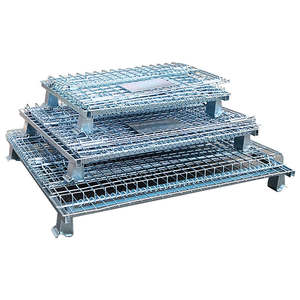 כלוב מתכת מתקפל בהתאמה אישית לסיטונאות, מיכל אחסון מתקפל מרשת פלדה, כלוב חיות מחמד מתקפל עם מכסה מפלדה רכה, ניתן לערום, למשא - Product Image 4