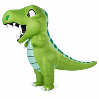 Divertido Disfraz Inflable de Tiranosaurio Rex, Traje de Dinosaurio para Adultos, Inflable con Ventilador a Batería, Inflado Rápido para Navidad y Halloween