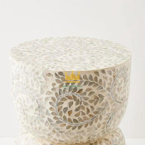 Mesa Auxiliar y Taburete Modernos de Lujo con Incrustaciones de Madreperla, Ajustables, para Sala de Estar y Dormitorio, Hechos en Vietnam - Product Image 5