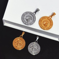 Pendentif vintage de gladiateur romain, pendentif de guerrier spartiate en or, casque, médaille, pendentifs pour hommes, bijoux en acier inoxydable