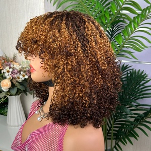Factory Price 200g Raw Virgin Hair <b>Wigs</b> Super Double Drawn Non Lace Closure Fringe <b>Pixie</b> Curl Many Color <b>Wigs</b> High Quality - Product Image 5