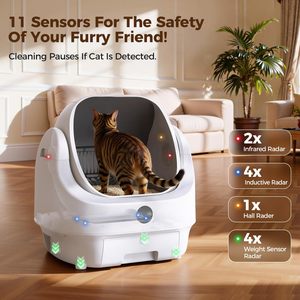 Open Top Dome Shape Odor Control Ready Use Self Cleaning APP Control Safety Sensor Ellenpent Trash Automatic Litter Box - Product Image 6