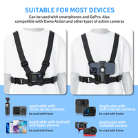 Correa de Pecho Ajustable para Teléfono Móvil, Soporte para Celular con Clip para POV/VLOG, Compatible con Samsung, iPhone y Cámaras de Acción