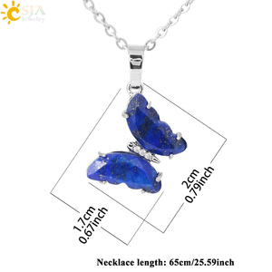 <span class=keywords><strong>CSJA</strong></span>-Pendentif ras du cou en acier inoxydable plaqué or, pierre naturelle de guérison, collier papillon en cristal pour femmes, bijoux H158 - Product Image 6
