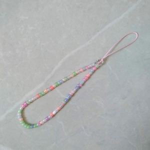 En stock, ¡gran oferta! Cordón corto para teléfono con cuentas de arroz de 19 cm, colores macaron, diseño antiestático de acuarela, venta al por mayor. - Product Image 3