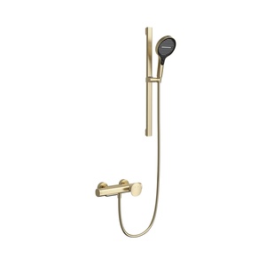 Xinxi New Minimalist Brushed Gunmetal Wall <b>Mount</b> Shower Set Home Use All-copper Bathroom Pressurized Cold + Hot Water Mixer Top - Product Image 4