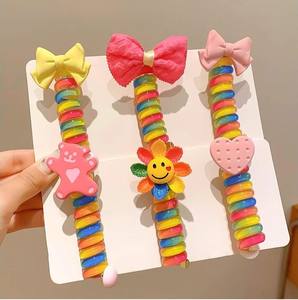 Coleteros elásticos en espiral para niñas, accesorios para el cabello de cuero con diseño de cable telefónico - Product Image 2